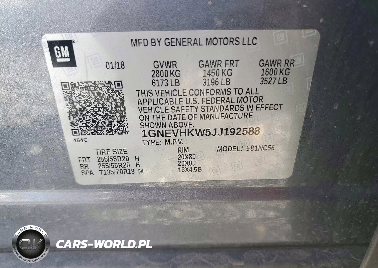 2018 Chevrolet Traverse Lt VIN:1GNEVHKW5JJ192588 - 13