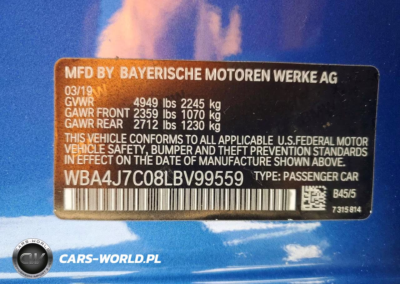 2020 BMW 440Xi Gran Coupe VIN:WBA4J7C08LBV99559 - 12