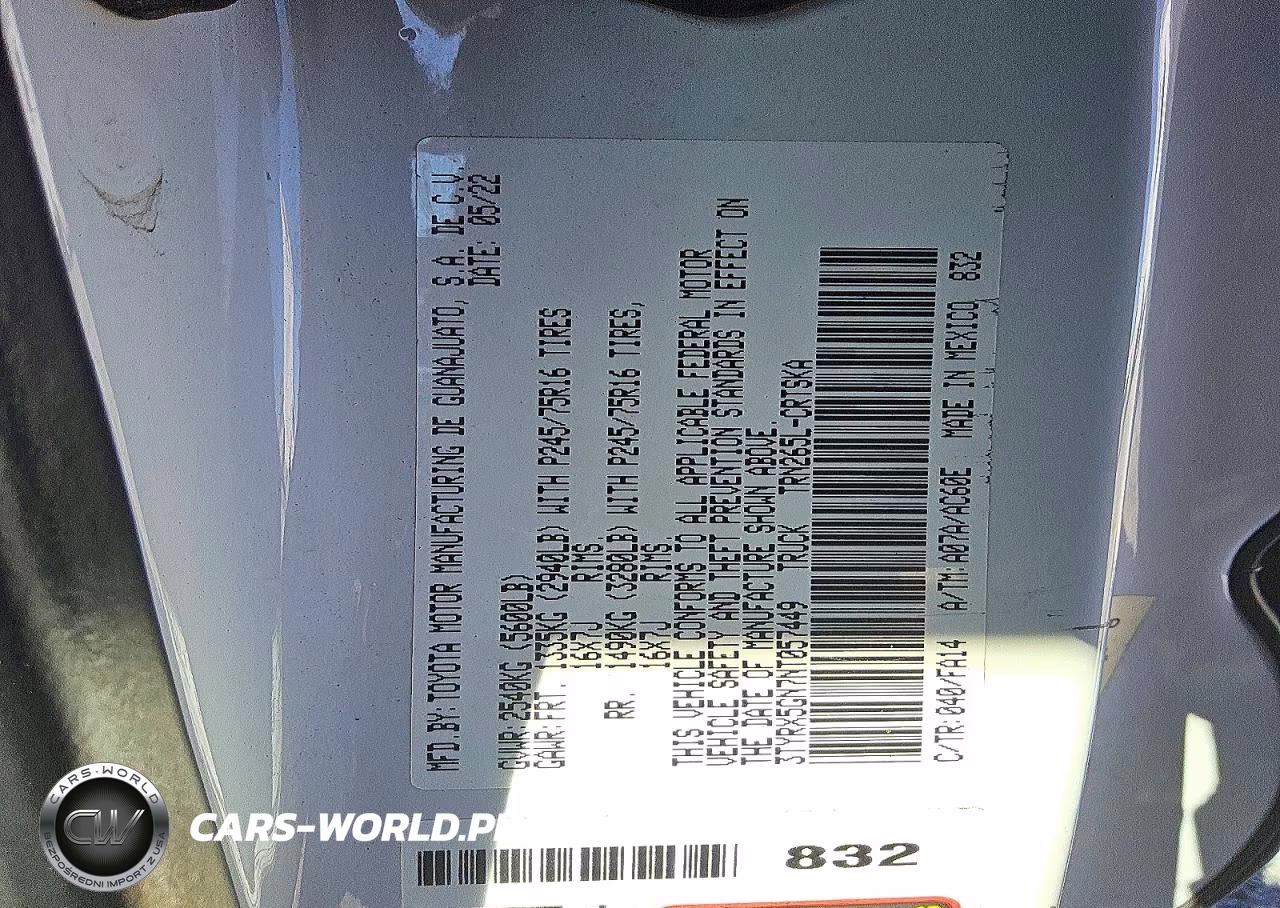 2022 Toyota Tacoma Sr VIN:3TYRX5GN7NT057449 - 12