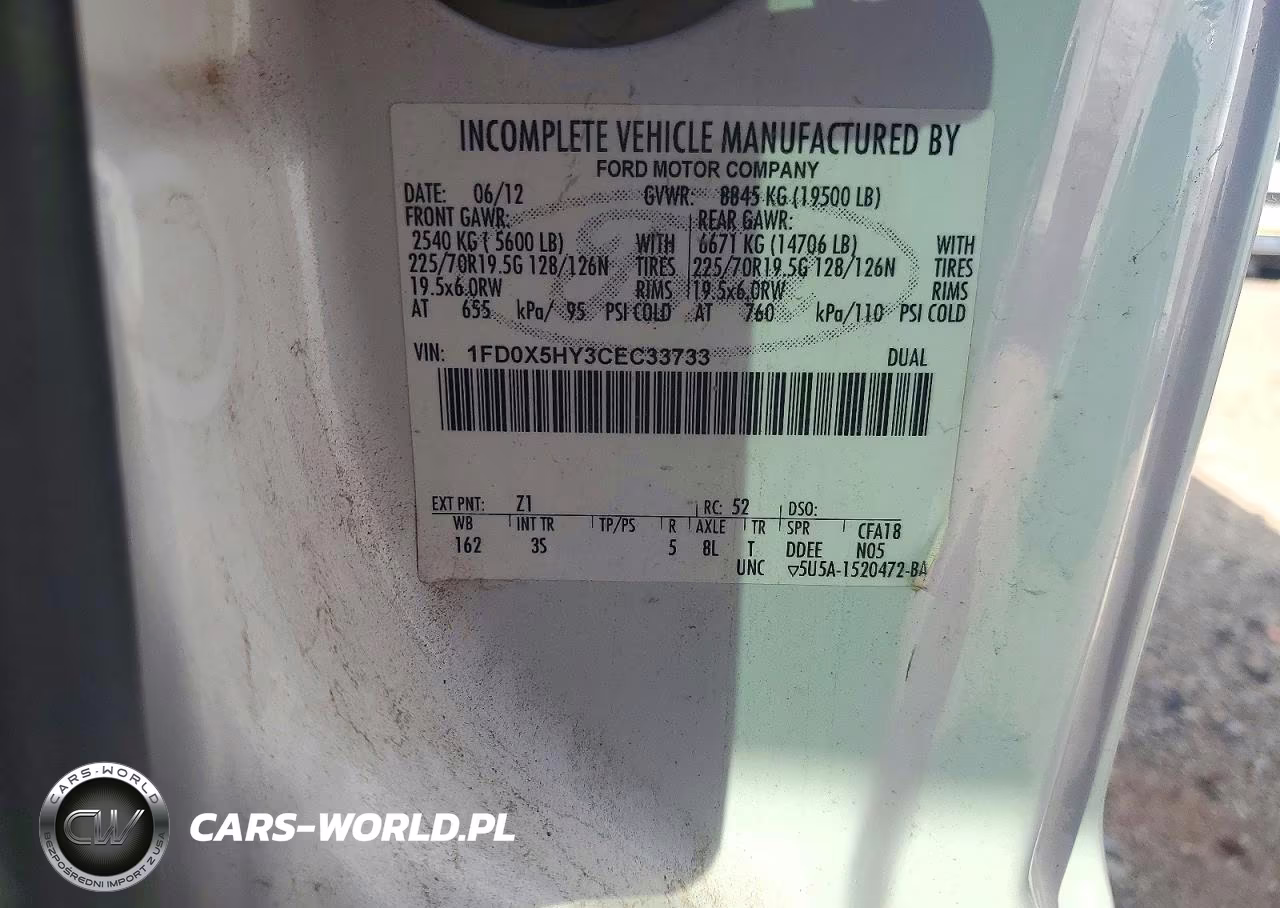 2012 Ford F550 Super Duty VIN:1FD0X5HY3CEC33733 - 12