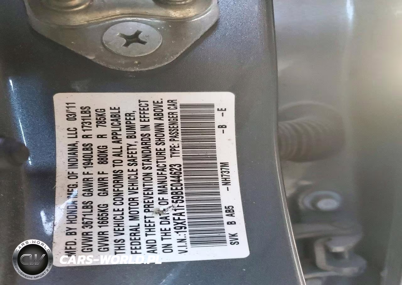 2011 Honda Civic Lx VIN:19XFA1F59BE044623 - 12