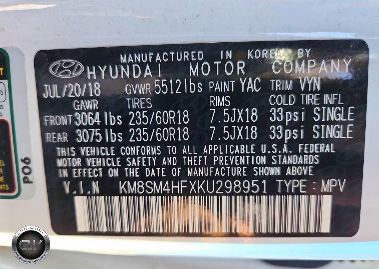 2019 Hyundai Santa Fe Xl Se VIN:KM8SM4HFXKU298951 - 13