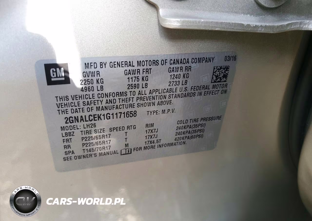 2016 Chevrolet Equinox Lt VIN:2GNALCEK1G1171658 - 13