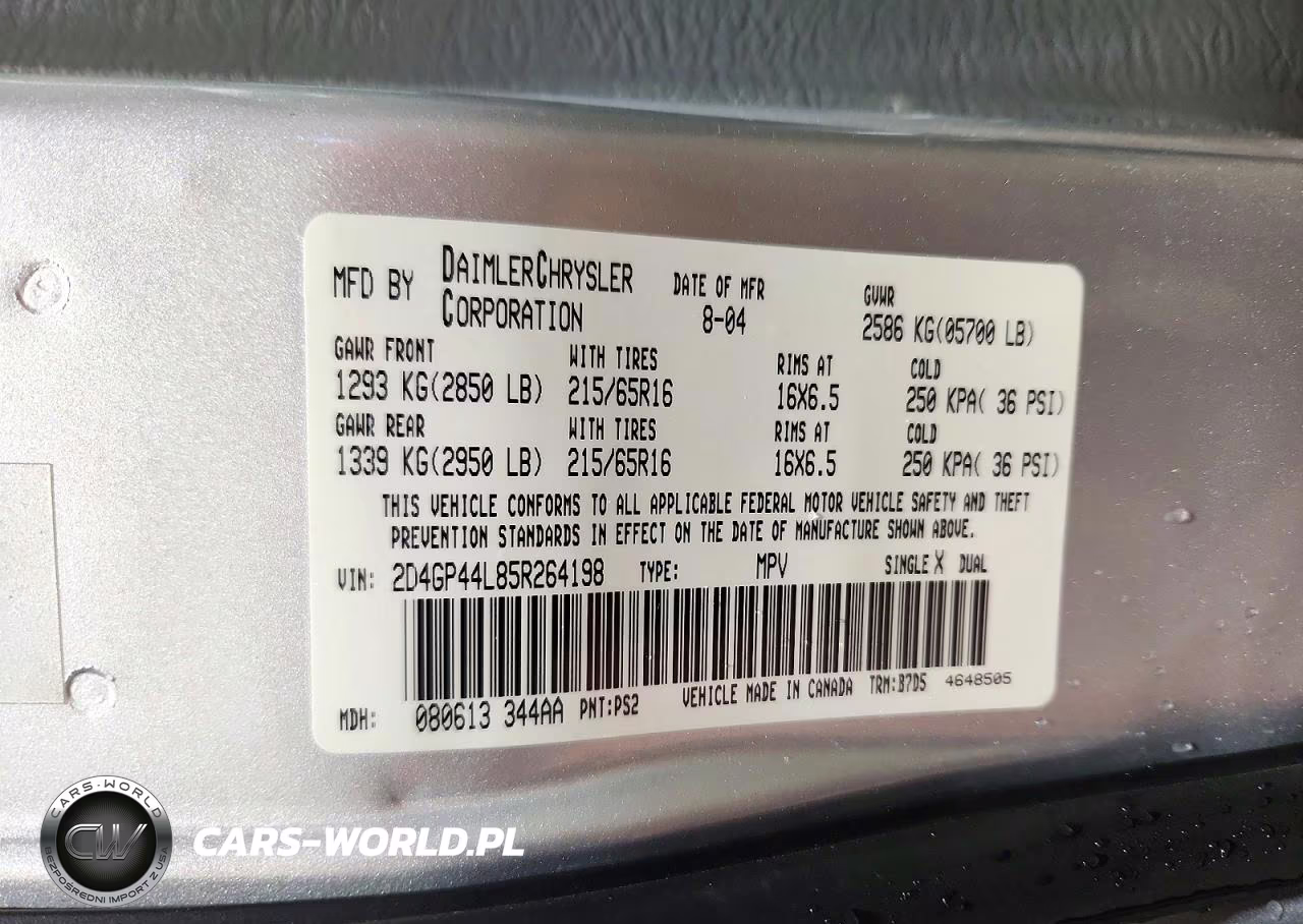 2005 Dodge Grand Caravan Sxt VIN:2D4GP44L85R264198 - 13