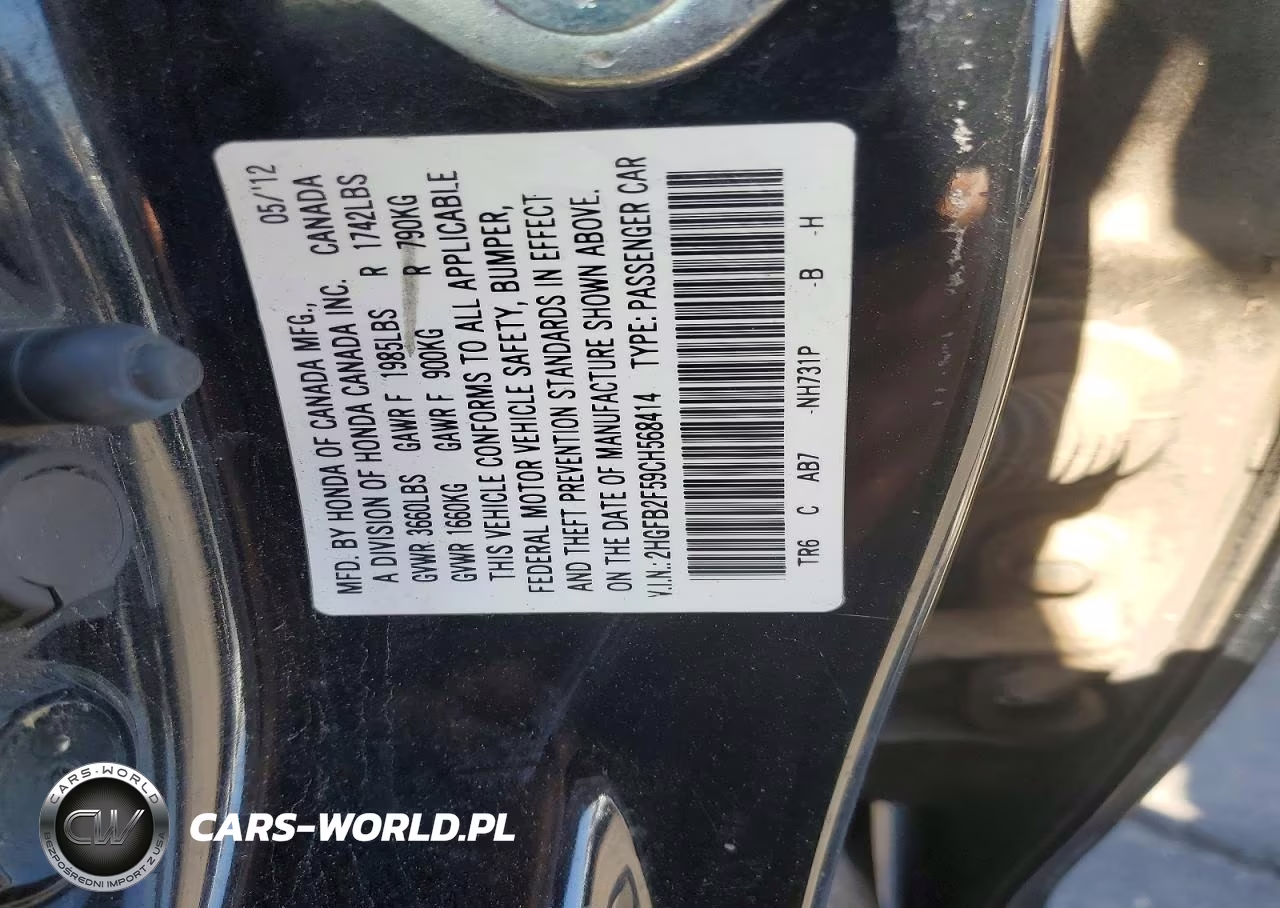 2012 Honda Civic Lx VIN:2HGFB2F59CH568414 - 12