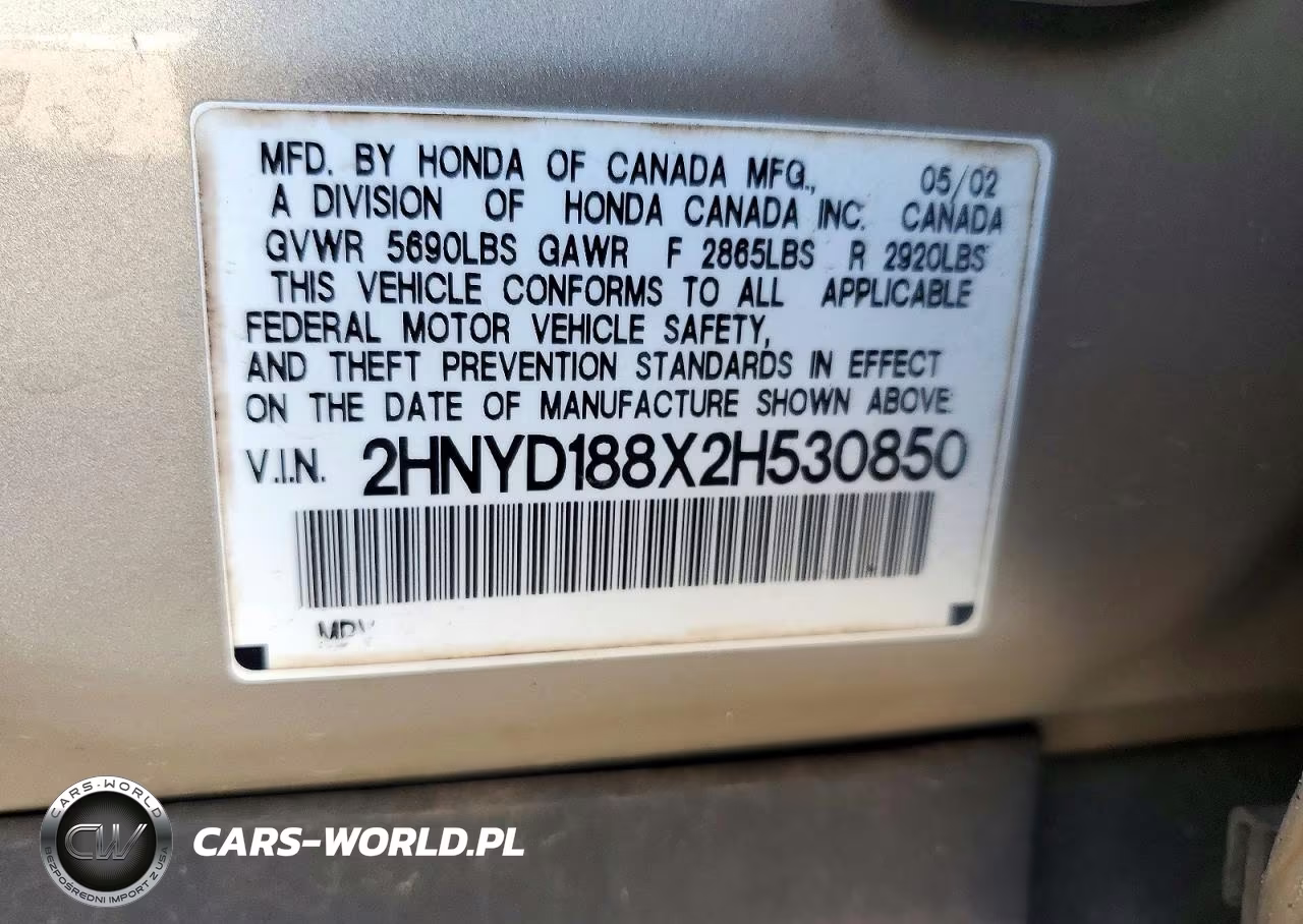 2002 Acura Mdx Touring VIN:2HNYD188X2H530850 - 14