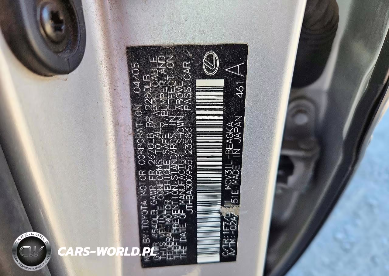 2005 Lexus Es 330 VIN:JTHBA30G955123583 - 12