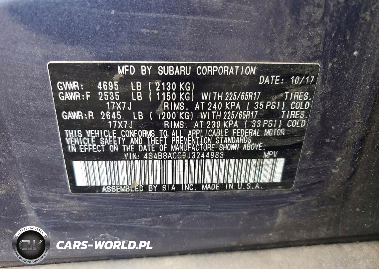 2018 Subaru Outback 2.5I Premium VIN:4S4BSACC9J3244983 - 12