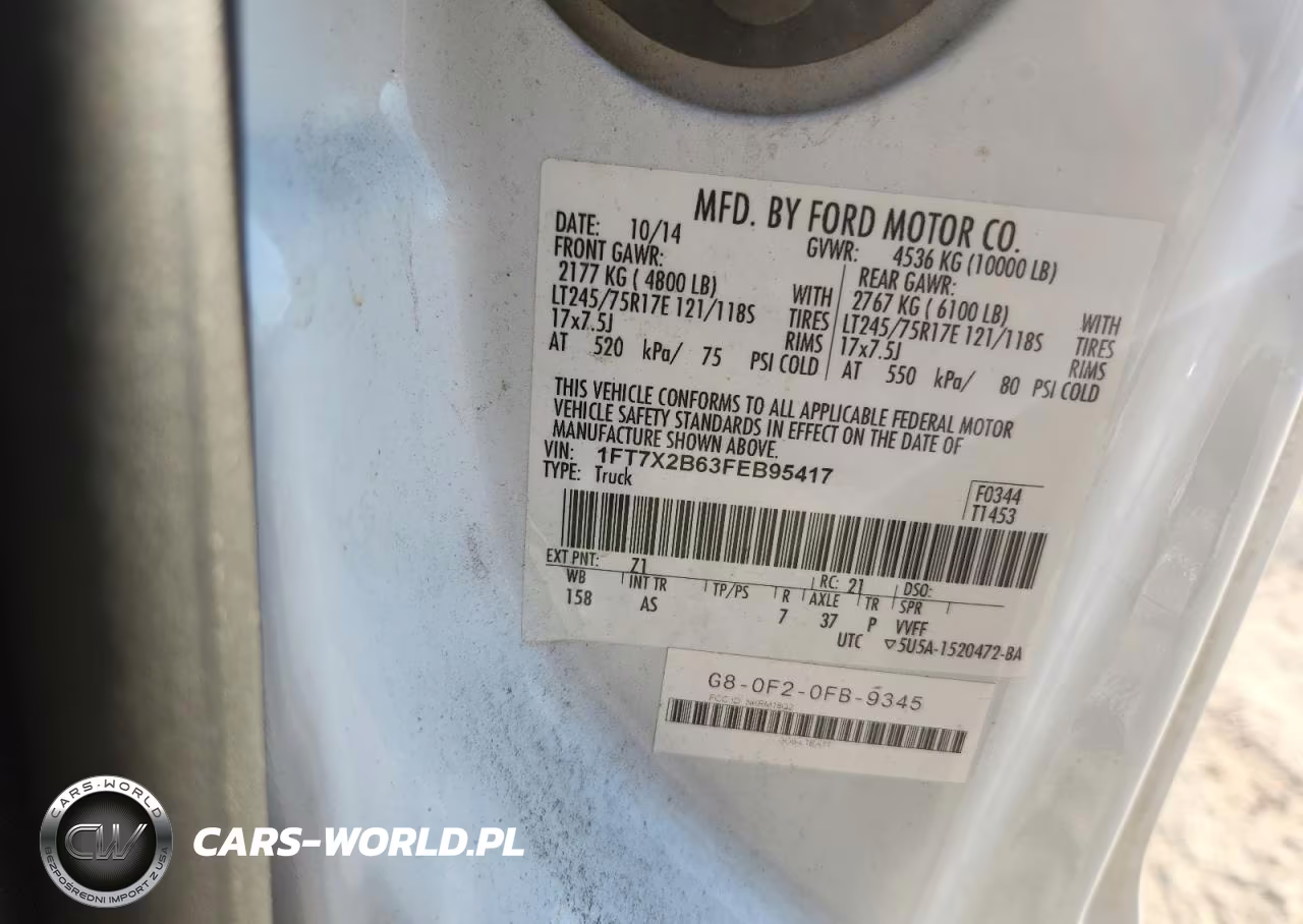 2015 Ford F250 Super Duty VIN:1FT7X2B63FEB95417 - 13