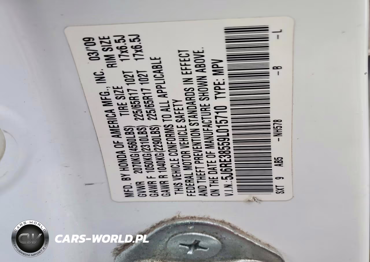 2009 Honda Cr-V Ex VIN:5J6RE38559L015710 - 13