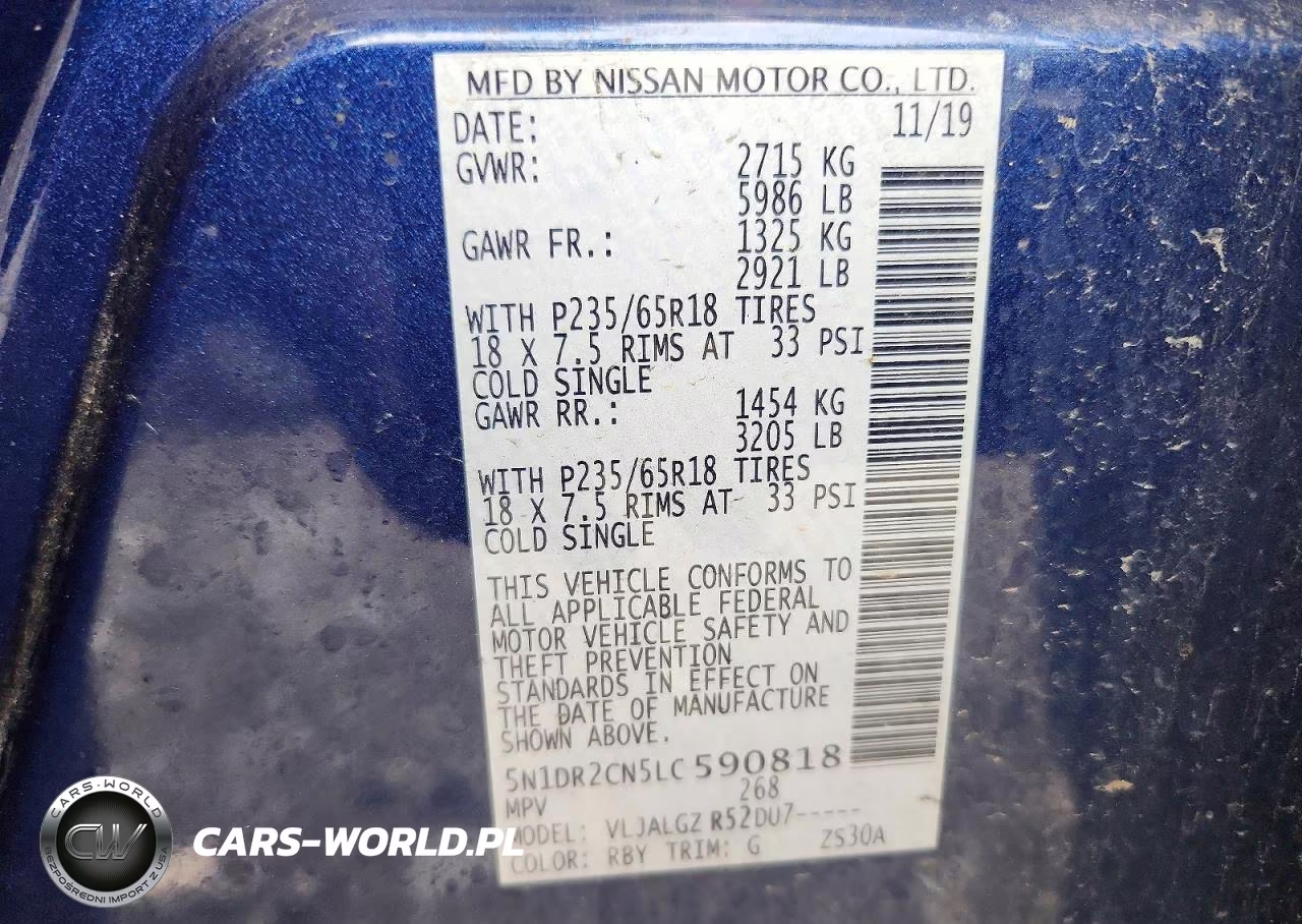 2020 Nissan Pathfinder Sl VIN:5N1DR2CN5LC590818 - 12