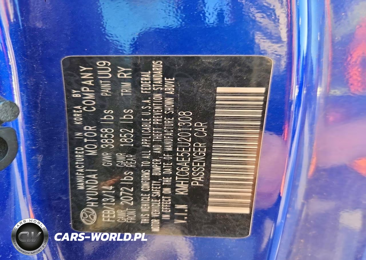 2014 Hyundai Veloster Turbo VIN:KMHTC6AE5EU201308 - 12