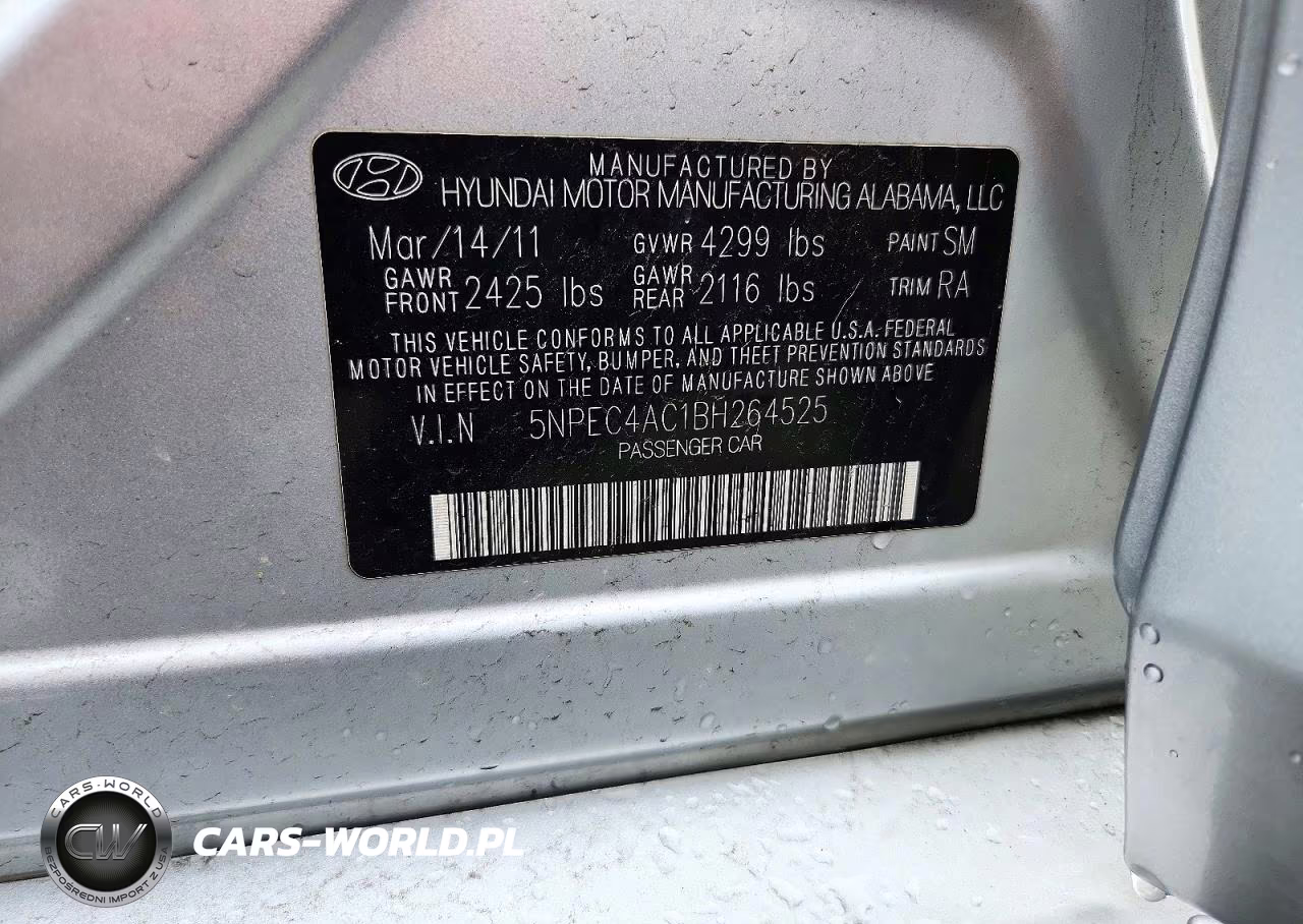 2011 Hyundai Sonata Se VIN:5NPEC4AC1BH264525 - 12