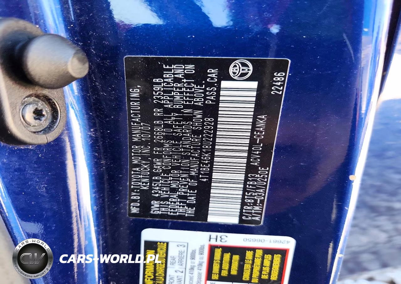 2008 Toyota Camry Le VIN:4T1BE46K18U222928 - 12