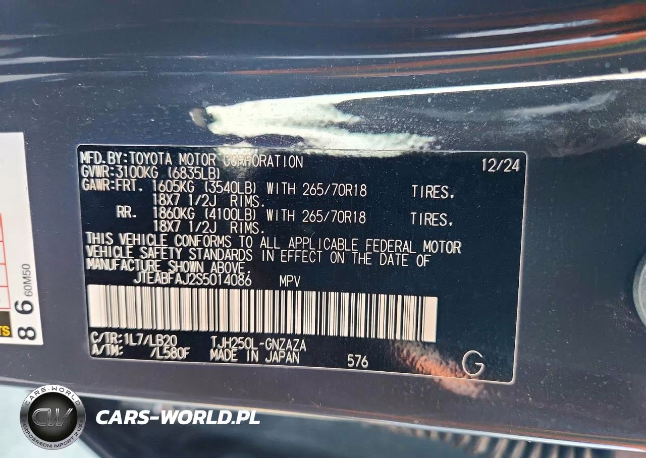 2025 Toyota Land Cruiser VIN:JTEABFAJ2S5014086 - 13