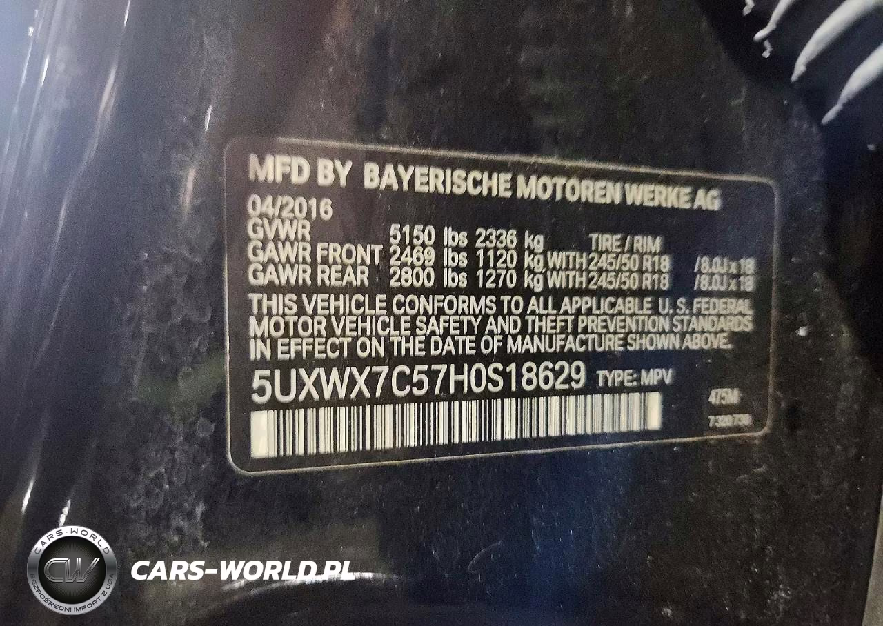 2017 BMW X3 xDrive35I VIN:5UXWX7C57H0S18629 - 13