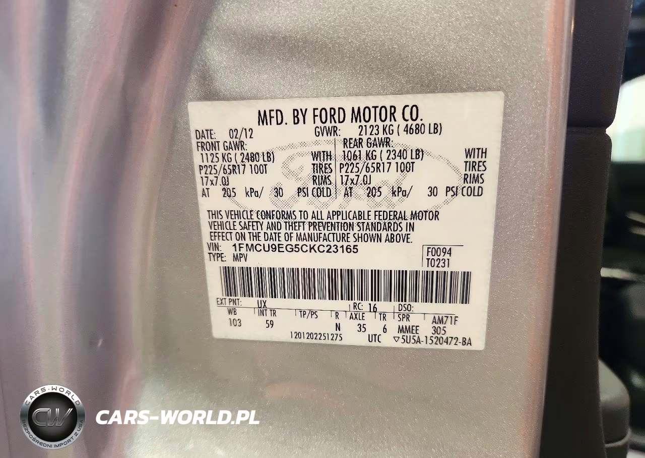 2012 Ford Escape Limited VIN:1FMCU9EG5CKC23165 - 12