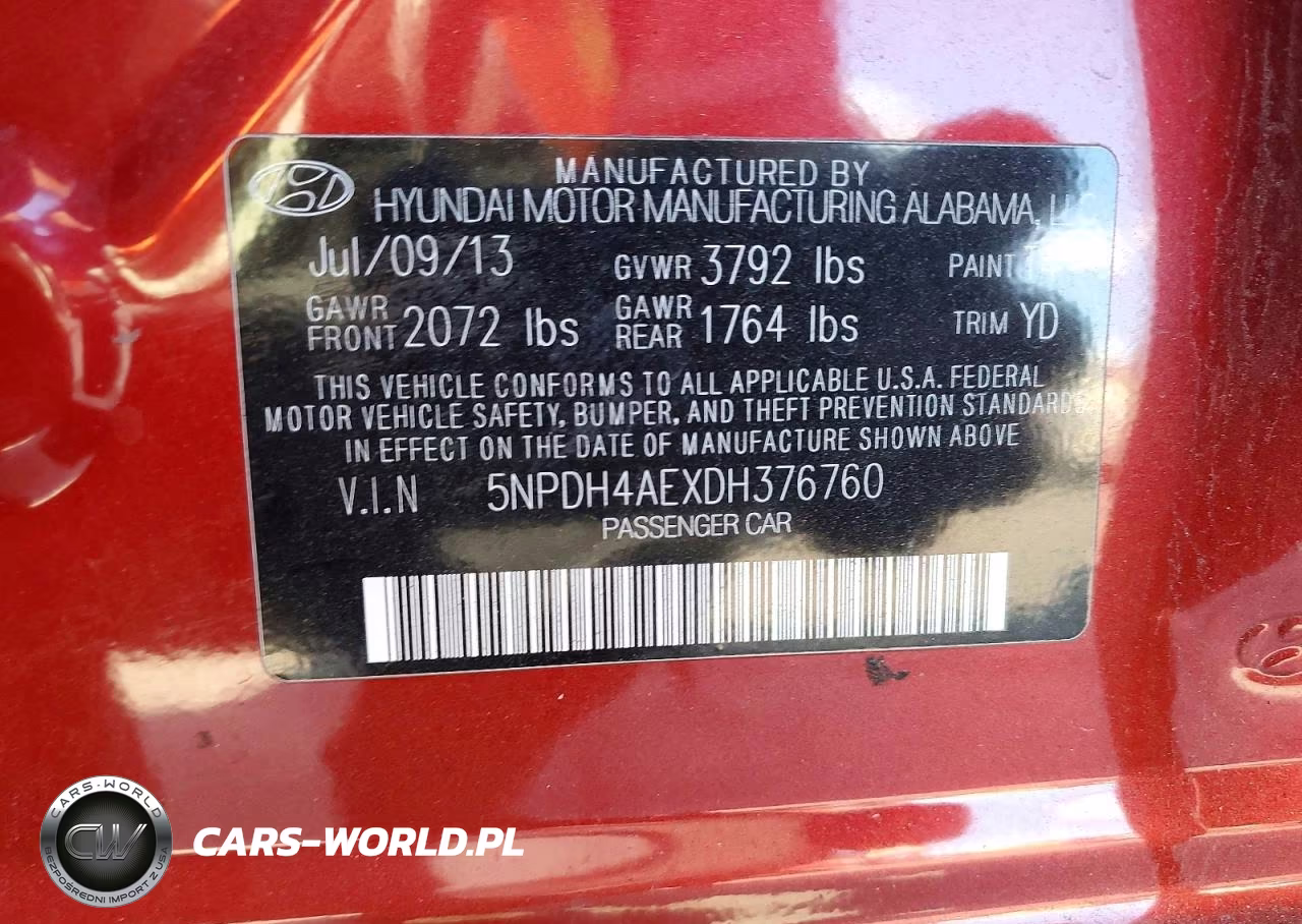2013 Hyundai Elantra Gls VIN:5NPDH4AEXDH376760 - 12