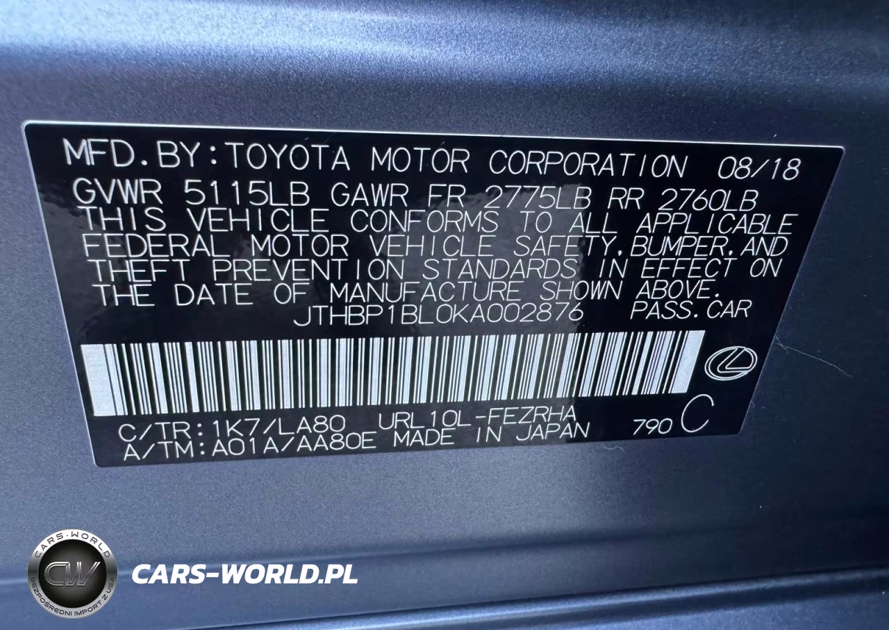 2019 Lexus Gs F Base VIN:JTHBP1BL0KA002876 - 13