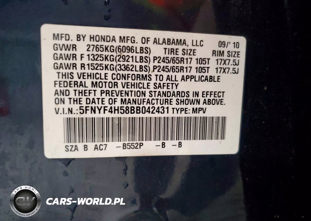 2011 Honda Pilot Exl VIN:5FNYF4H58BB042431 - 14