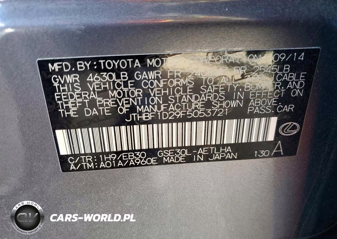 2015 Lexus Is 250 VIN:JTHBF1D29F5053721 - 13