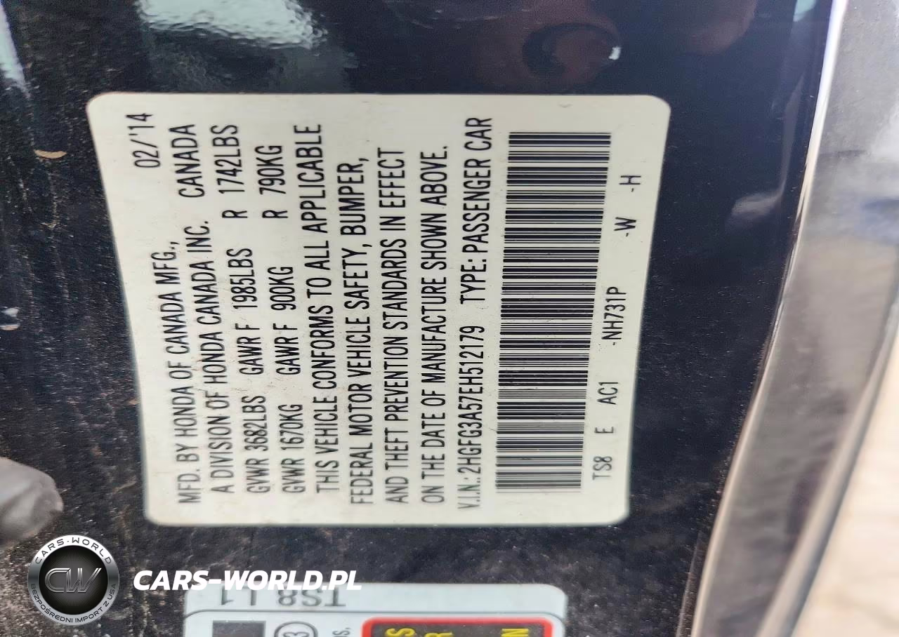2014 Honda Civic Lx VIN:2HGFG3A57EH512179 - 12
