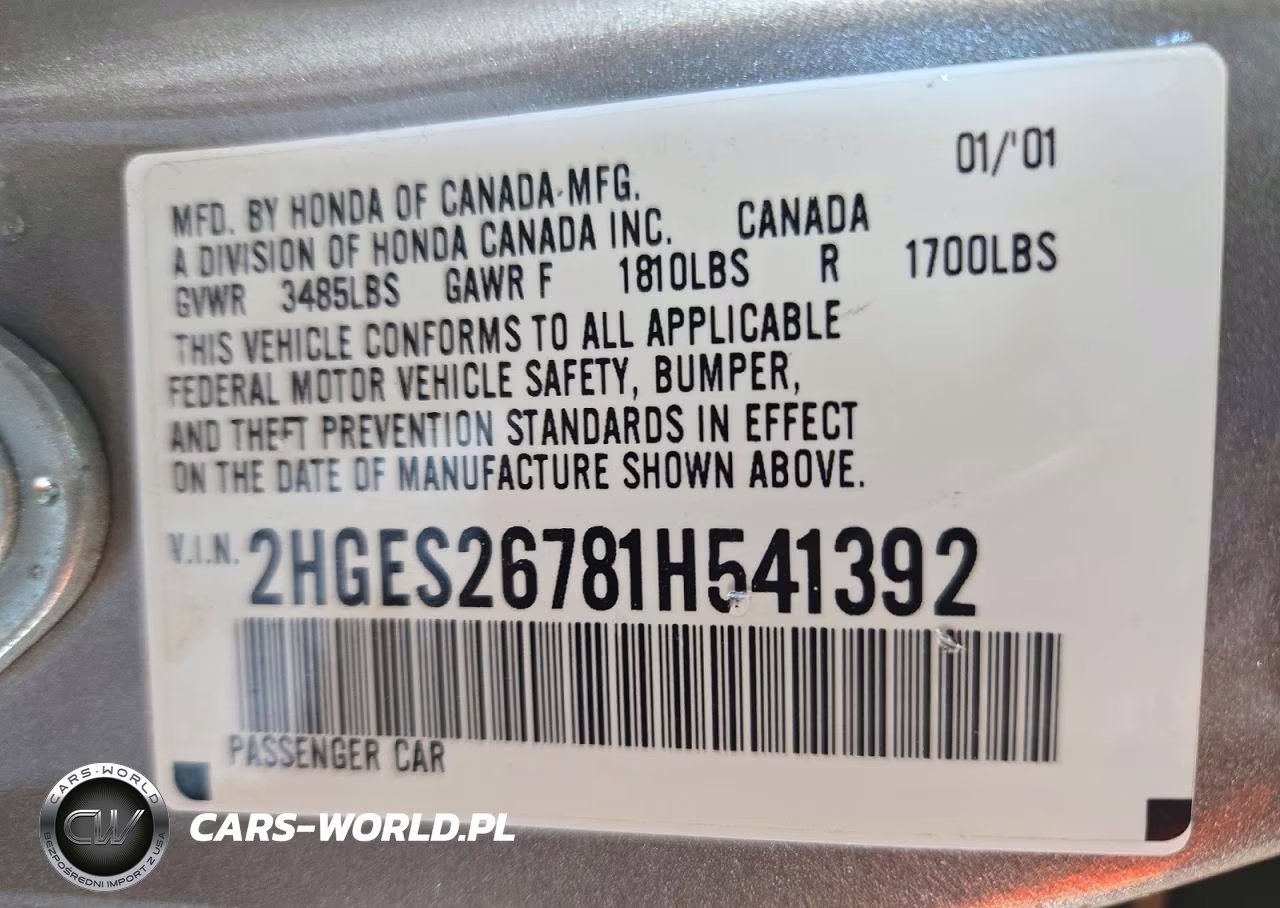 2001 Honda Civic Ex VIN:2HGES26781H541392 - 12