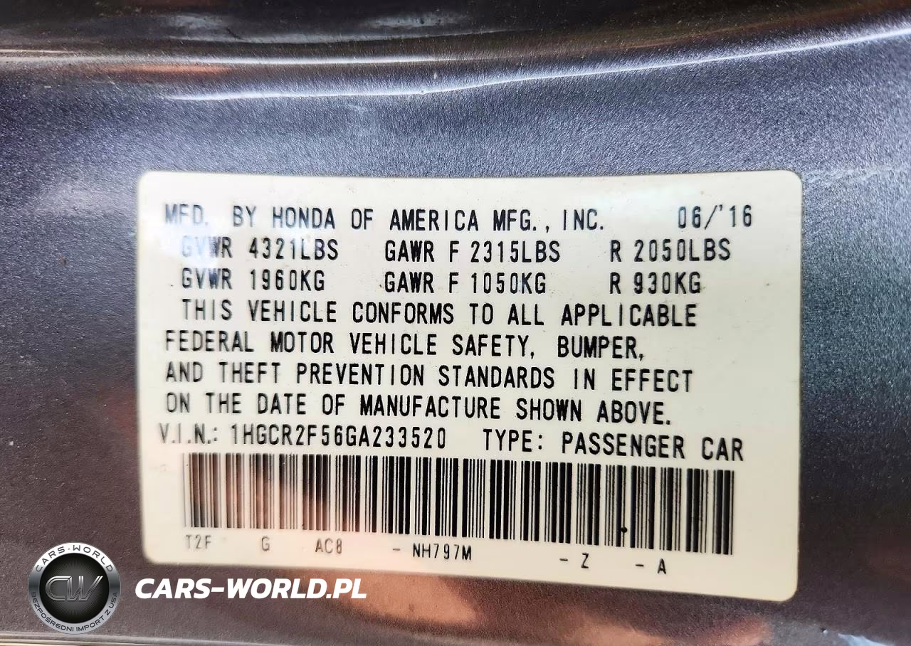 2016 Honda Accord Sport VIN:1HGCR2F56GA233520 - 13