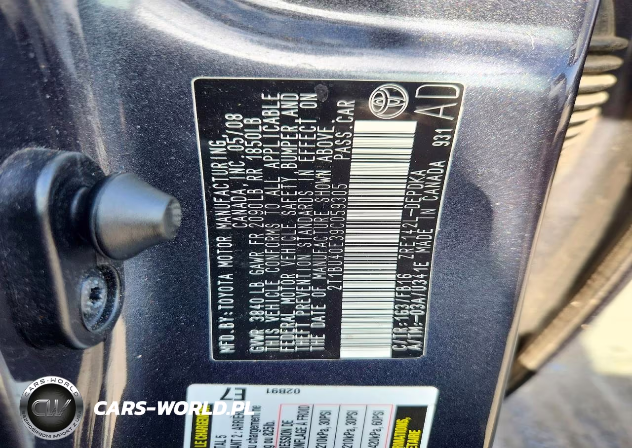 2009 Toyota Corolla Le VIN:2T1BU40E39C059305 - 12