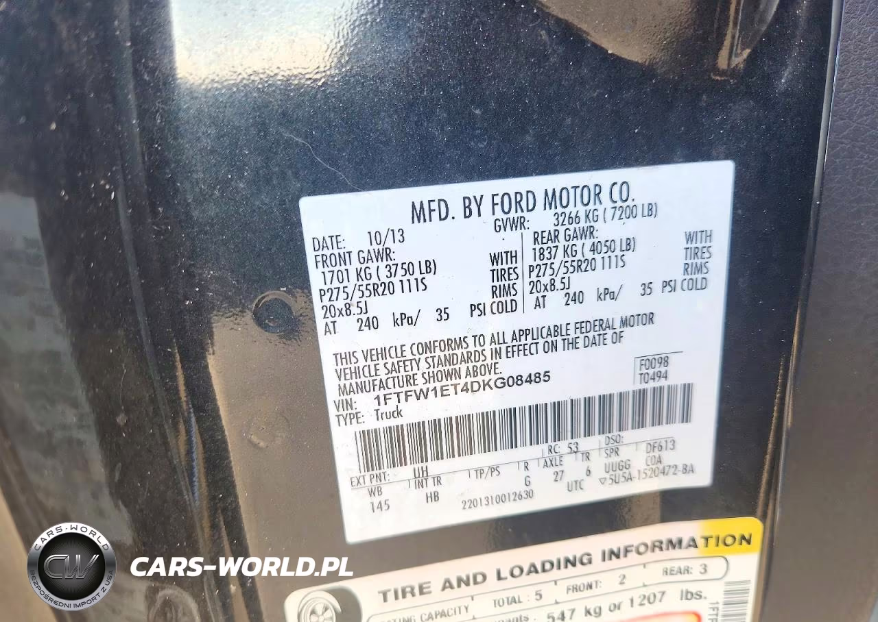 2013 Ford F150 Supercrew VIN:1FTFW1ET4DKG08485 - 12