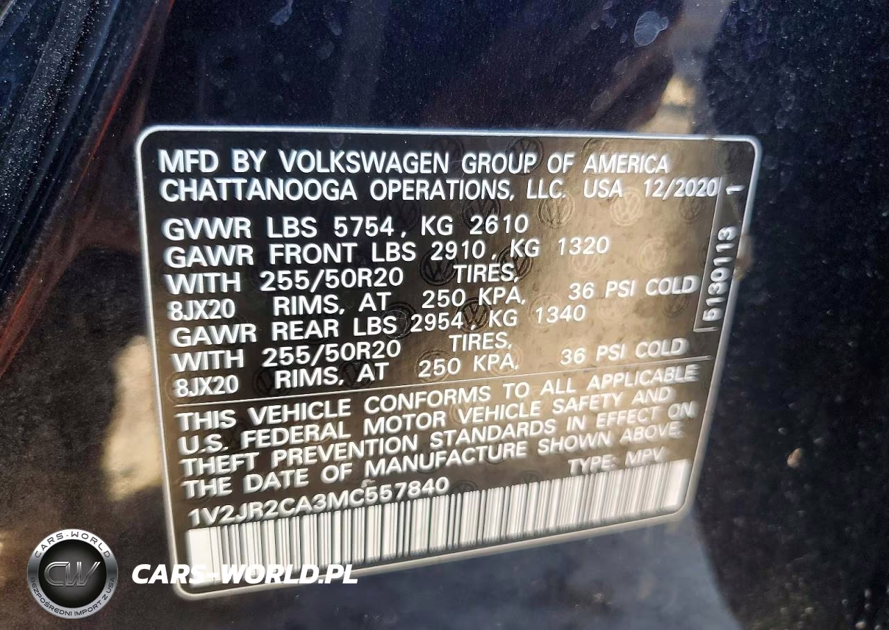 2021 Volkswagen Atlas Se VIN:1V2JR2CA3MC557840 - 13