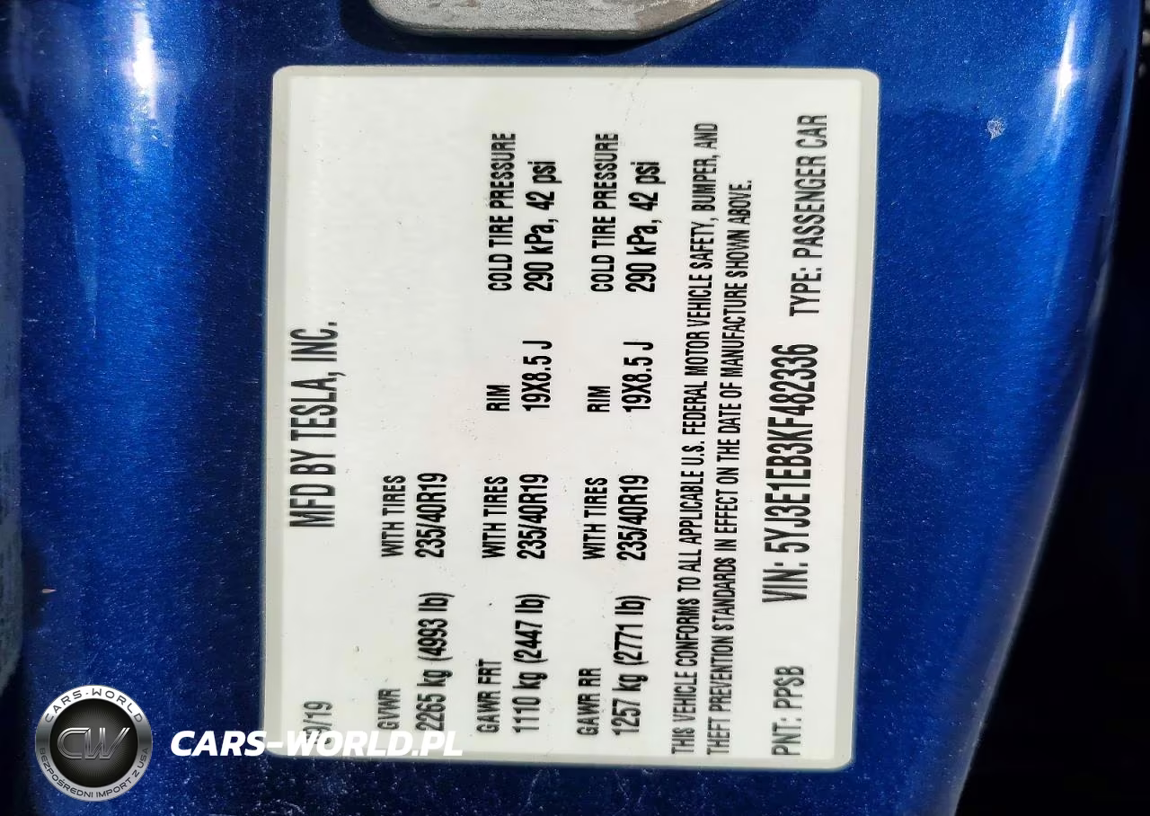 2019 Tesla Model 3 VIN:5YJ3E1EB3KF482336 - 12