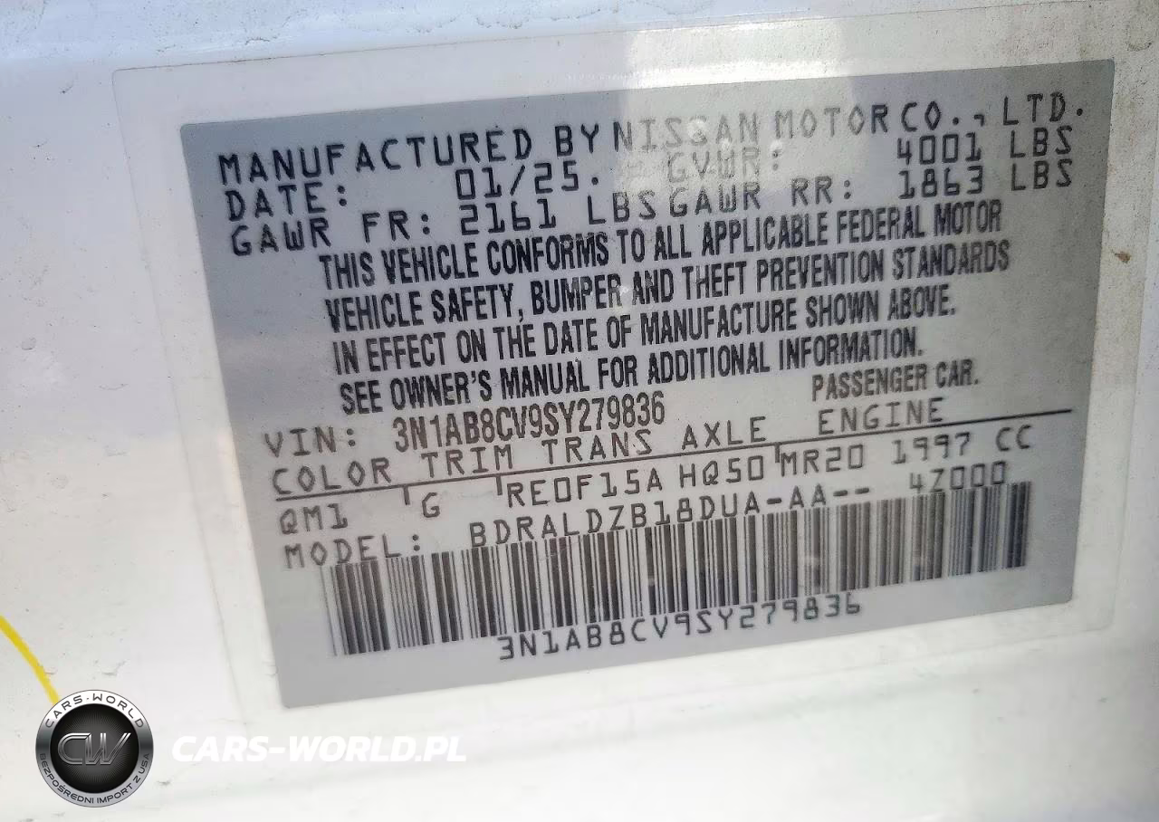 2025 Nissan Sentra Sv VIN:3N1AB8CV9SY279836 - 12