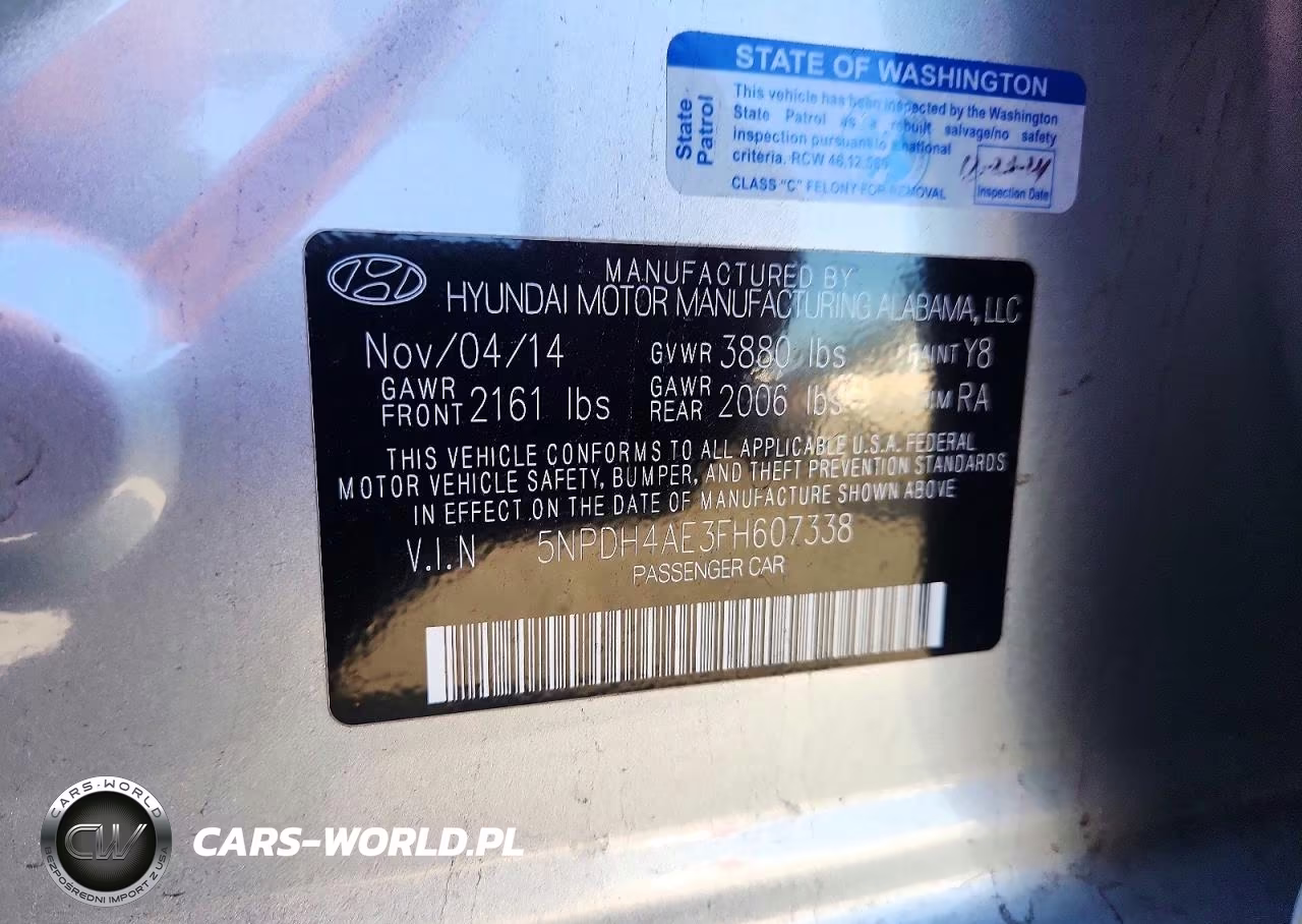 2015 Hyundai Elantra Se VIN:5NPDH4AE3FH607338 - 12