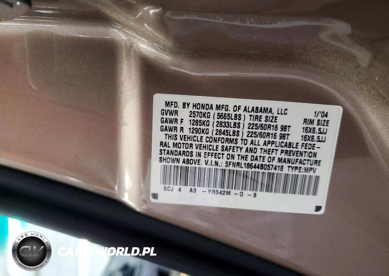 2004 Honda Odyssey Ex VIN:5FNRL18644B057418 - 13