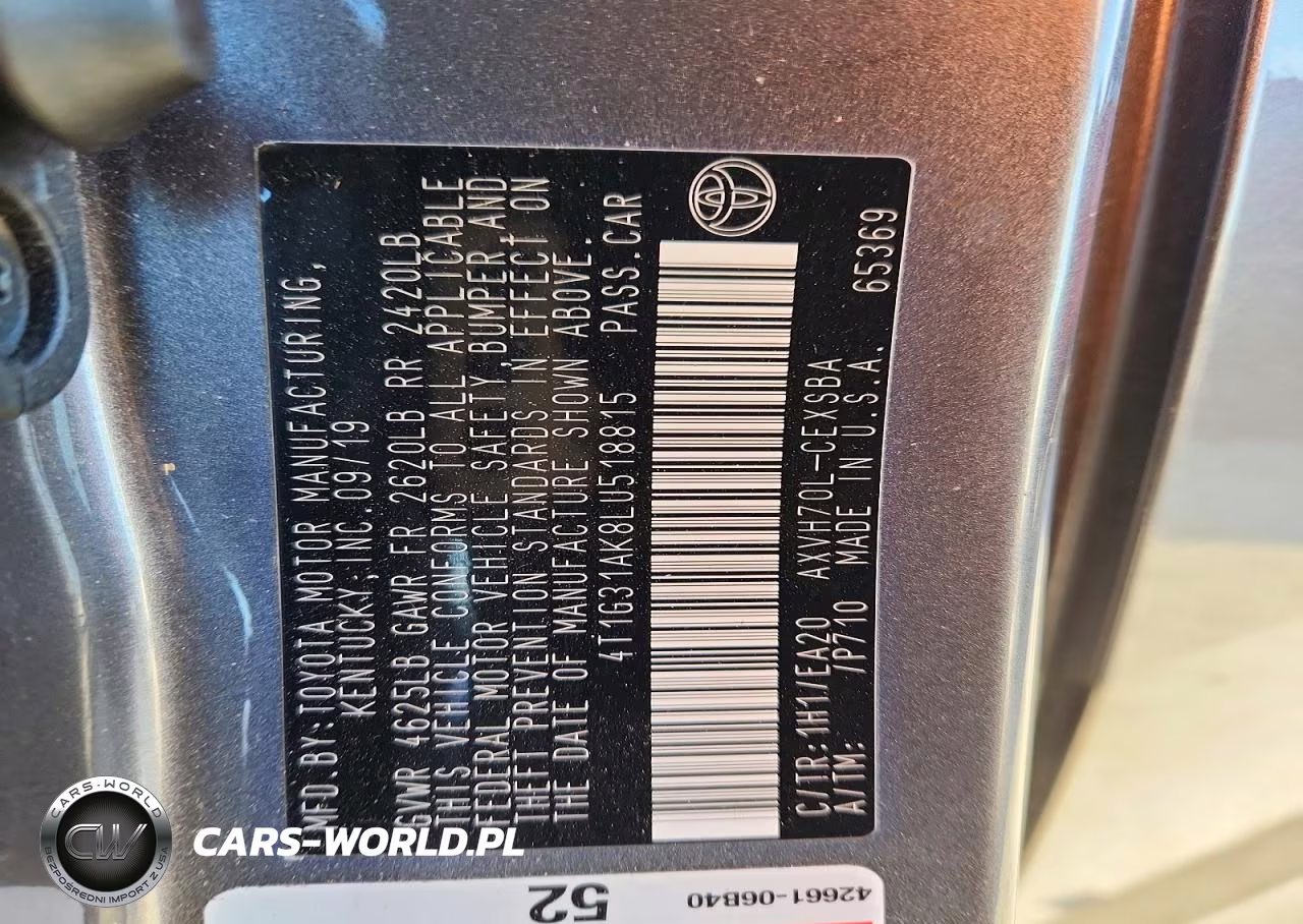 2020 Toyota Camry Se VIN:4T1G31AK8LU518815 - 13