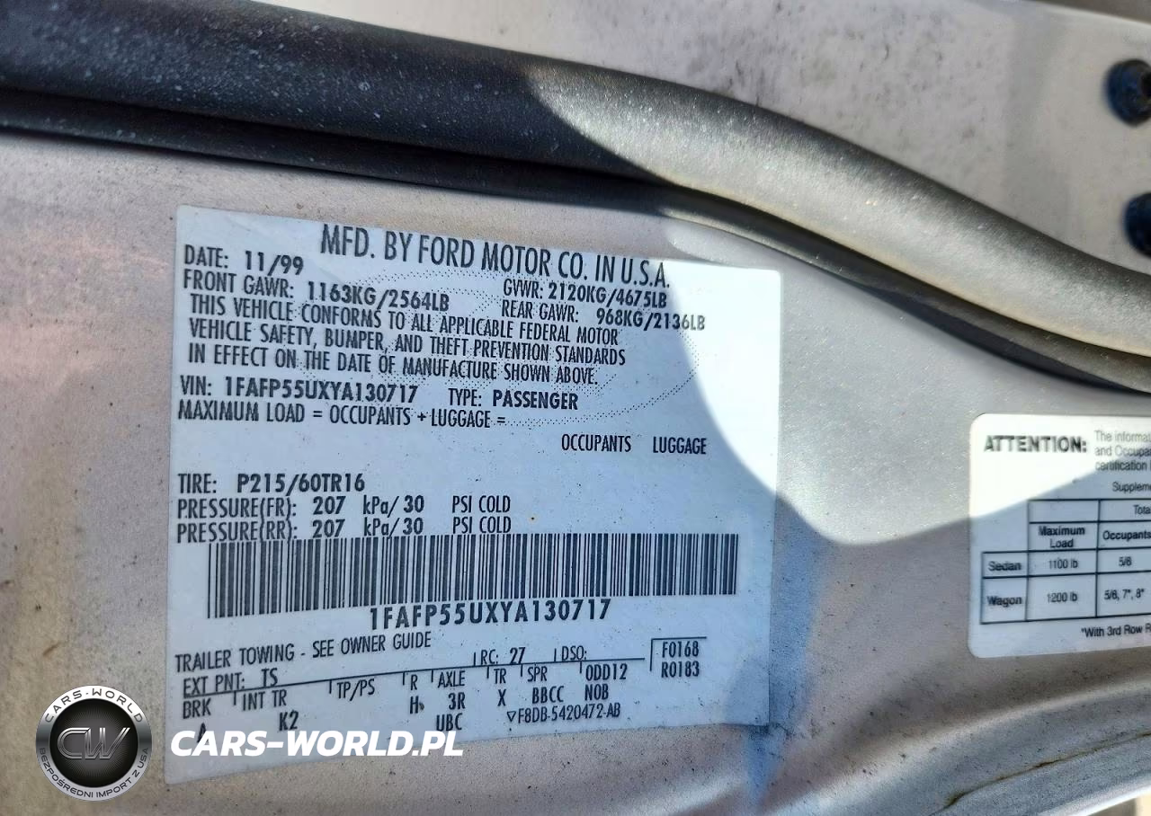 2000 Ford Taurus Ses VIN:1FAFP55UXYA130717 - 12