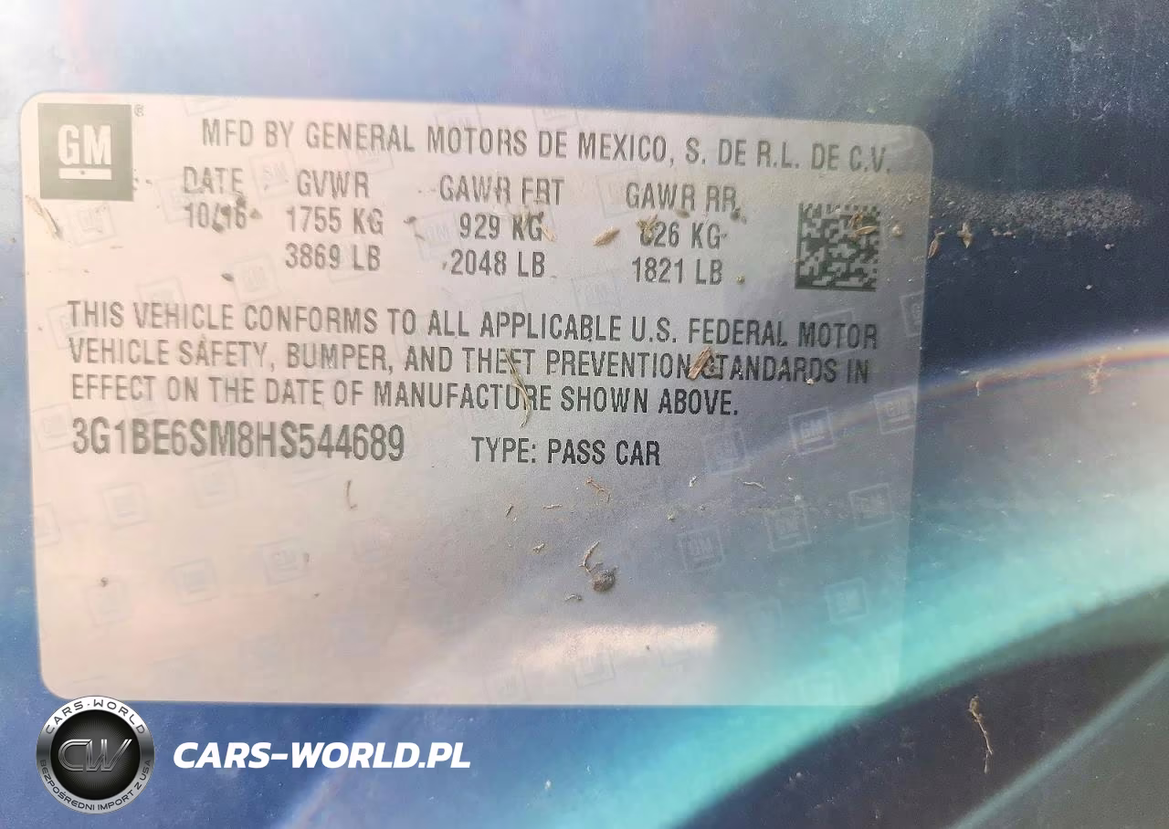 2017 Chevrolet Cruze Lt VIN:3G1BE6SM8HS544689 - 12