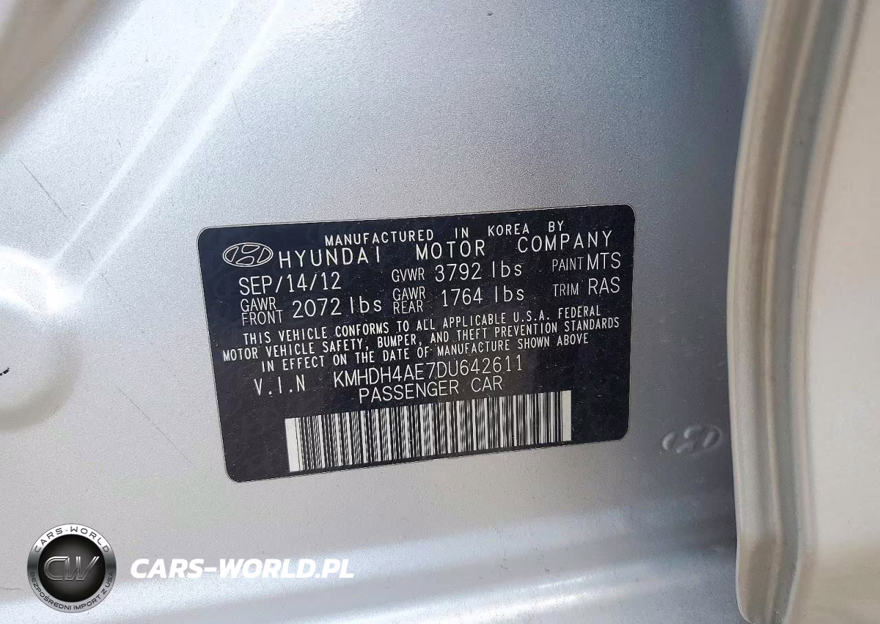 2013 Hyundai Elantra Limited VIN:KMHDH4AE7DU642611 - 13