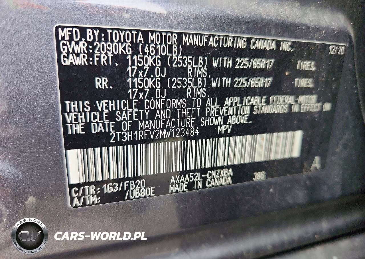 2021 Toyota Rav4 Le VIN:2T3H1RFV2MW123484 - 13
