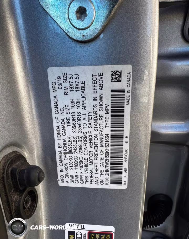 2019 Honda Cr-V Ex VIN:2HKRW2H59KH621664 - 10