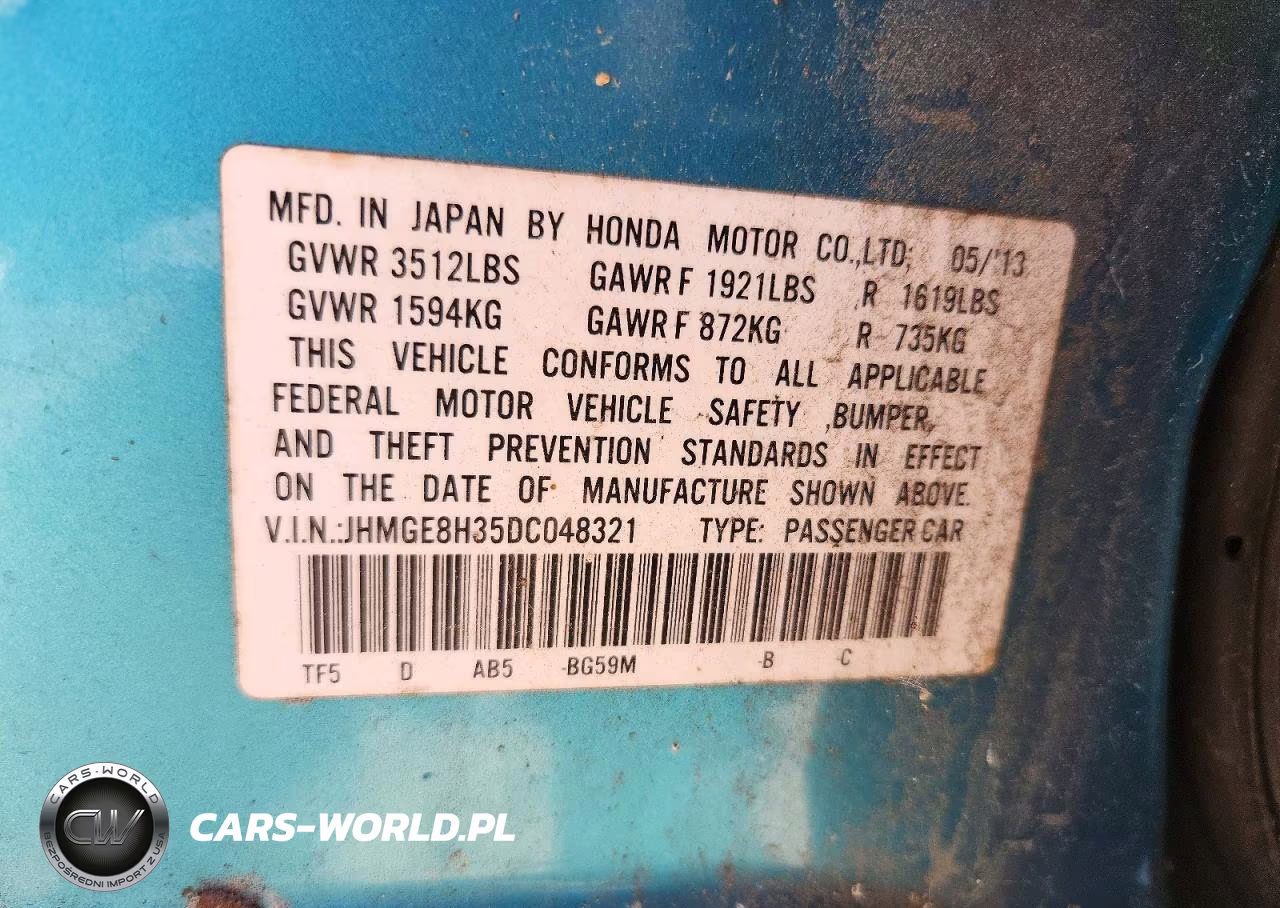 2013 Honda Fit VIN:JHMGE8H35DC048321 - 12