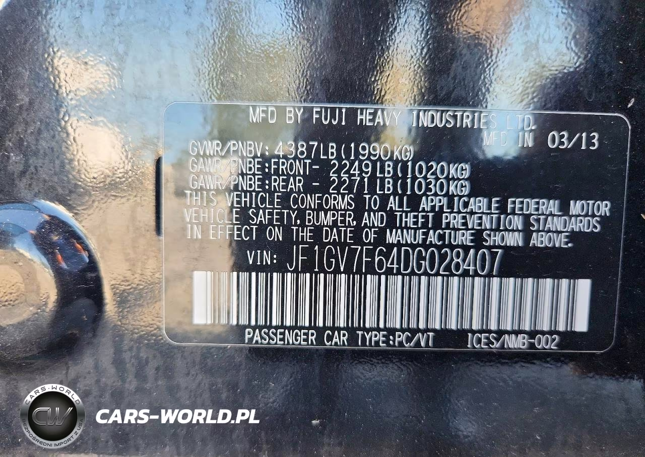 2013 Subaru Impreza Wrx VIN:JF1GV7F64DG028407 - 13