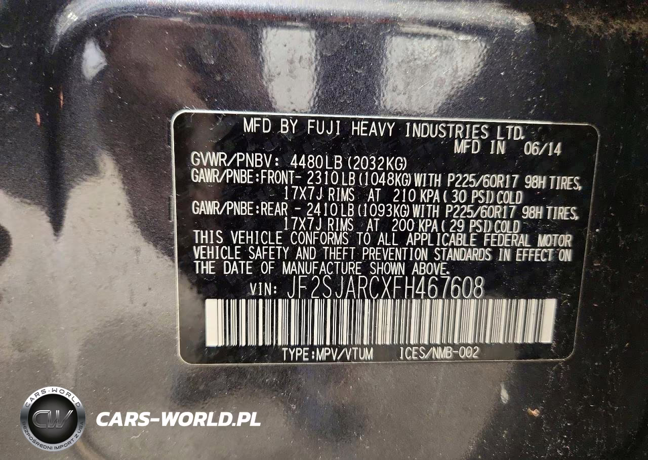 2015 Subaru Forester 2.5I Limited VIN:JF2SJARCXFH467608 - 13