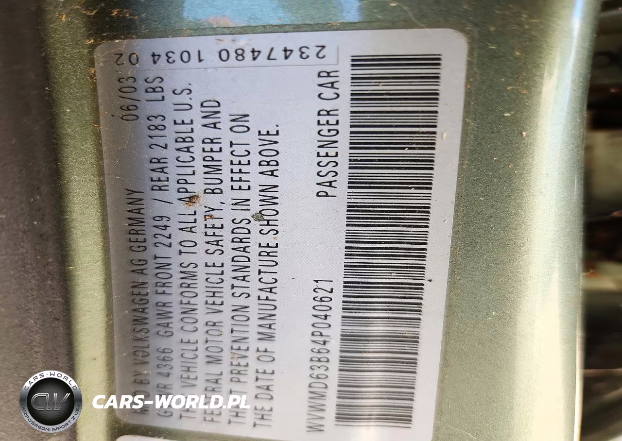 2004 Volkswagen Passat Gl VIN:WVWMD63B64P040621 - 12