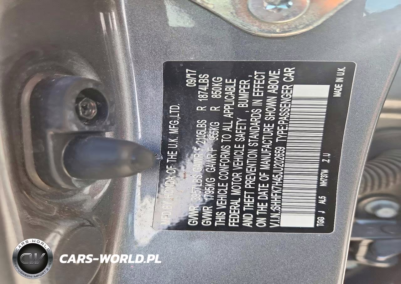 2018 Hond Civic Spor VIN:SHHFK7H45JU202659 - 12