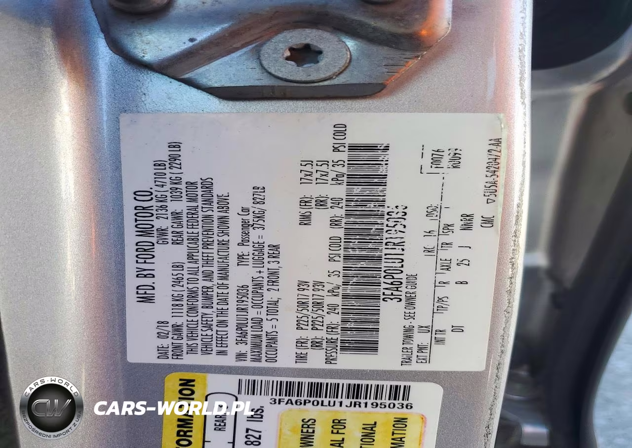 2018 Ford Fusion Se Hybrid VIN:3FA6P0LU1JR195036 - 12