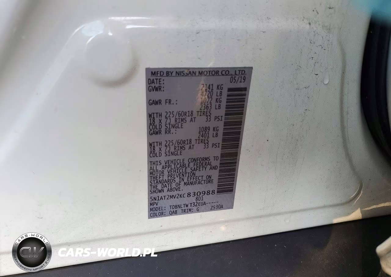 2019 Nissan Rogue Sv VIN:5N1AT2MV2KC830988 - 12