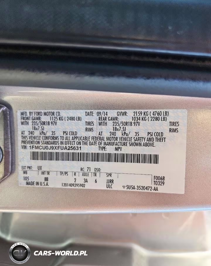 2015 Ford Escape Titanium VIN:1FMCU0J9XFUA25631 - 13