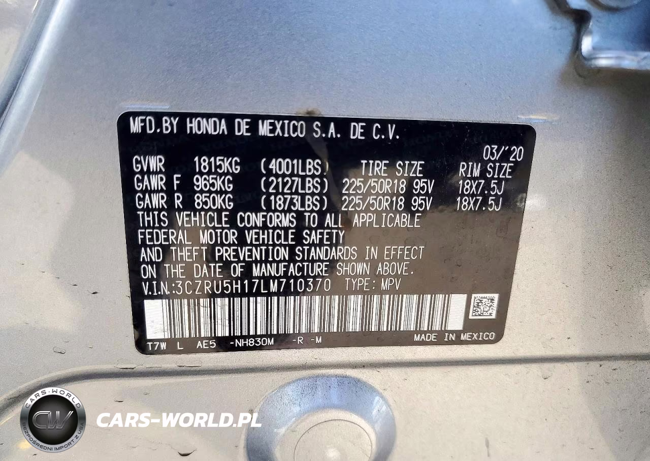 2020 Honda Hr-V Sport VIN:3CZRU5H17LM710370 - 14